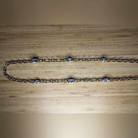 Gold chain long necklace with large crystals - Picture 3 of 3